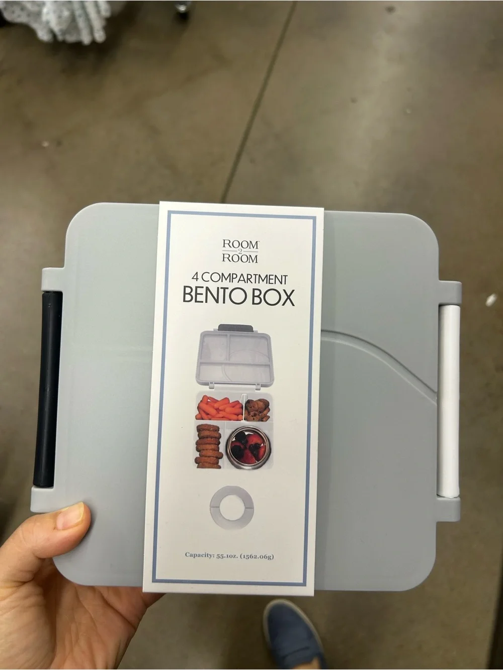 Gray 4-Compartment Bento Box